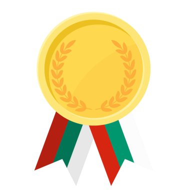 Bulgaristan 'ın spor bayrak kurdeleleriyle altın ödülün basit bir gösterimi