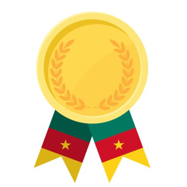 Spor için Kamerun bayrak kurdeleleriyle altın ödülün basit bir illüstrasyonu