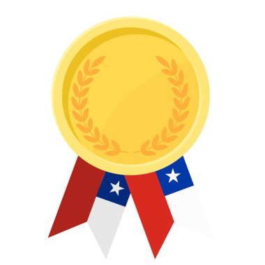 Şili bayrak kurdeleleriyle altın madalya kazanmanın basit bir gösterimi