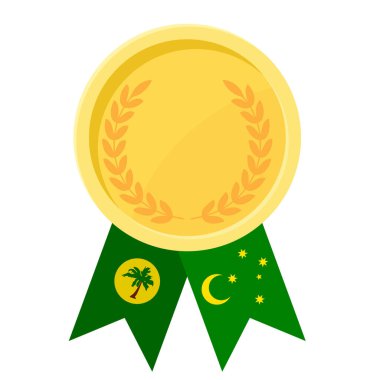 Cocos Adaları spor bayrak kurdeleleriyle altın ödülün basit bir illüstrasyonu