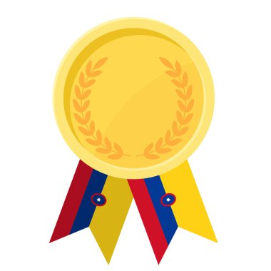 Kolombiya bayrak kurdeleleriyle altın madalya kazanmanın basit bir gösterimi.