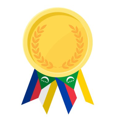 Komoros bayrak kurdeleleriyle altın madalya kazanmanın basit bir gösterimi.