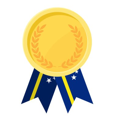 Spor için Curacao bayrak kurdeleleriyle altın ödülün basit bir illüstrasyonu