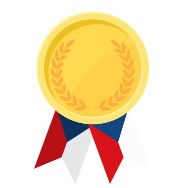 Çek bayrak kurdeleleriyle altın madalya kazanmanın basit bir gösterimi.