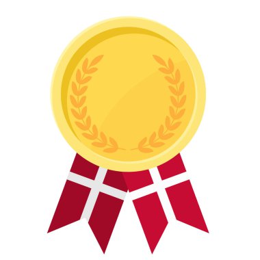 Danimarka bayrak kurdeleleriyle altın madalya kazanmanın basit bir gösterimi.