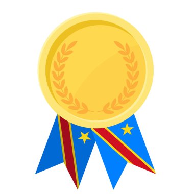 Demokratik Kongo Cumhuriyeti bayrak kurdeleleriyle altın madalya kazanmanın basit bir gösterimi.