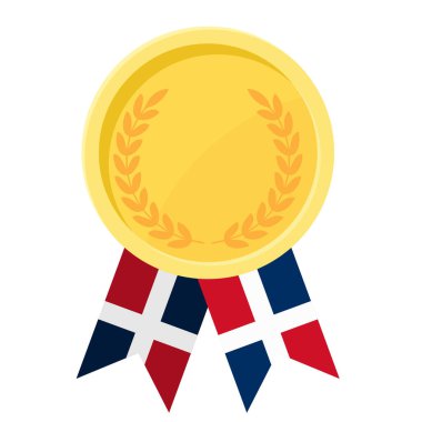 Dominik Cumhuriyeti bayrak kurdeleleriyle altın madalya kazanmanın basit bir gösterimi.