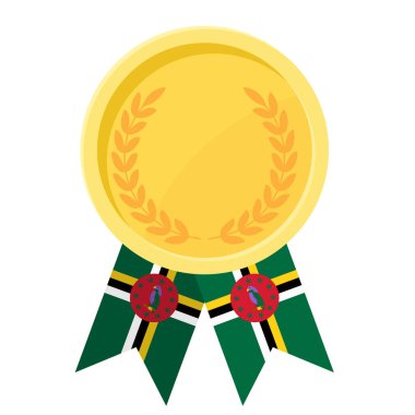 Dominika bayrak kurdeleleriyle altın madalya kazanmanın basit bir gösterimi