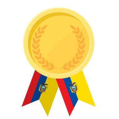 Spor için Ekvador bayrak kurdeleleriyle altın ödülün basit bir illüstrasyonu