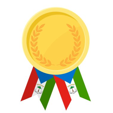 Spor için Ekvator Ginesi bayraklarıyla altın ödül madalyasının basit bir gösterimi