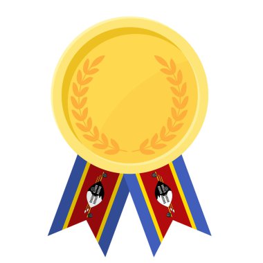 Spor için Eswatini bayrak kurdeleleriyle altın ödülün basit bir illüstrasyonu