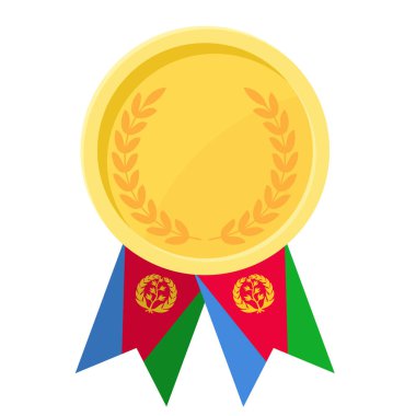 Eritre bayrak kurdeleleriyle altın madalya kazanmanın basit bir gösterimi.