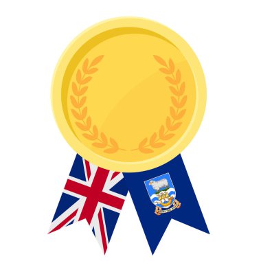 Falkland Adaları spor bayrak kurdeleleri ile altın ödülün basit bir illüstrasyonu