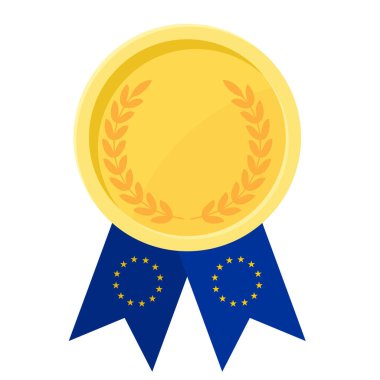 Avrupa Birliği bayraklarının spor amaçlı olduğu altın ödülün basit bir illüstrasyonu