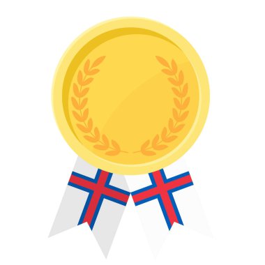 Faroe Adaları bayrak kurdeleleriyle altın madalyanın basit bir illüstrasyonu