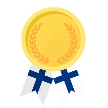 Finlandiya 'da spor amaçlı bayraklı altın ödül madalyasının basit bir gösterimi