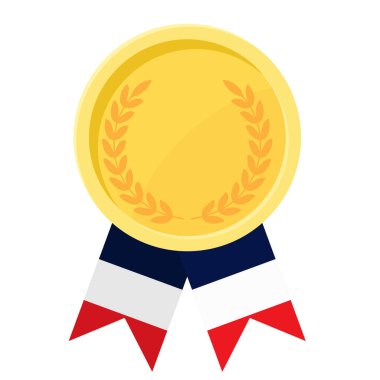 Fransa 'nın spor için bayraklı altın madalya illüstrasyonları