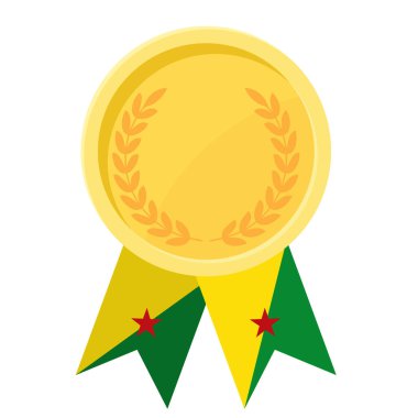 Fransız Guyanası spor kurdeleleriyle altın ödülün basit bir gösterimi