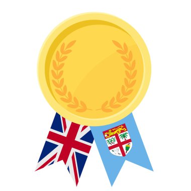 Fiji bayrak kurdeleleriyle altın madalya kazanmanın basit bir gösterimi.