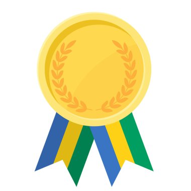 Gabon bayrak kurdeleleriyle altın madalya kazanmanın basit bir gösterimi.