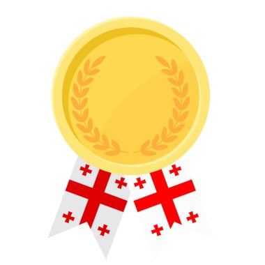 Spor için Gürcistan bayrak kurdeleleriyle altın ödülün basit bir illüstrasyonu