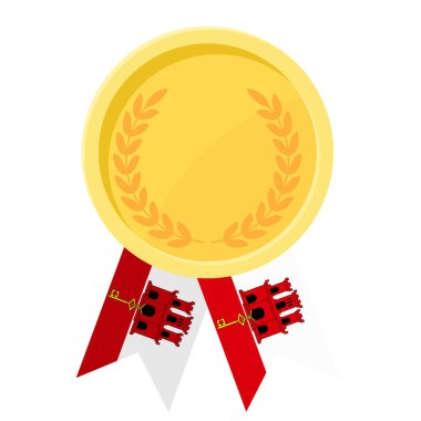 Spor için Cebelitarık bayraklarıyla altın ödülün basit bir illüstrasyonu