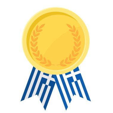 Yunanistan 'ın spor bayrak kurdeleleriyle altın madalyanın basit bir illüstrasyonu