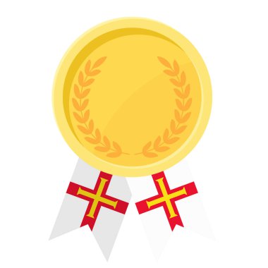 Guernsey bayrak kurdeleleriyle altın madalya kazanmanın basit bir gösterimi.