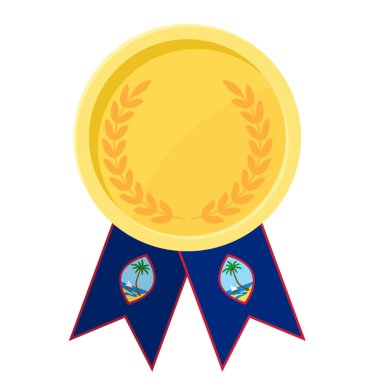 Guam bayrak kurdeleleriyle altın madalya kazanmanın basit bir gösterimi.