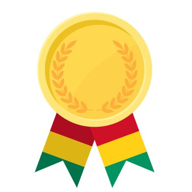 Spor için Gine bayrağı kurdeleleriyle altın madalya kazanmanın basit bir gösterimi