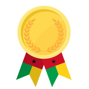 Spor için Gine-Bissau bayrak kurdeleleriyle altın ödülün basit bir gösterimi