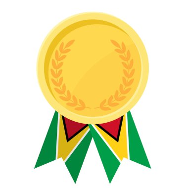 Spor için Guyana bayrak kurdeleleriyle altın ödülün basit bir illüstrasyonu