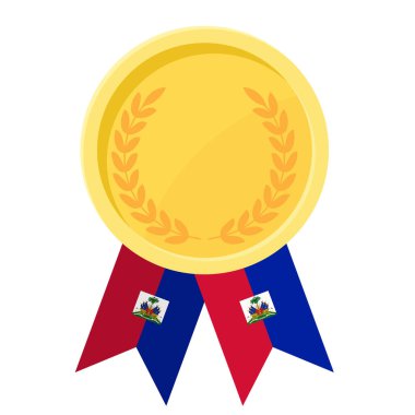 Spor için Haiti bayrak kurdeleleriyle altın ödülün basit bir illüstrasyonu