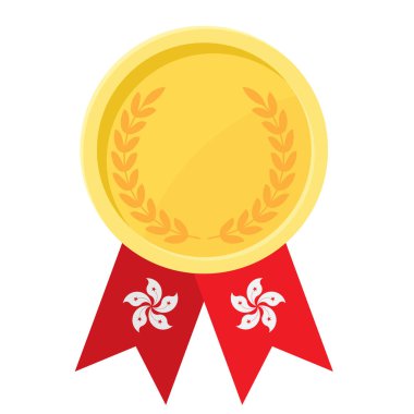 Hong Kong bayrak kurdeleleriyle altın madalyanın basit bir gösterimi.