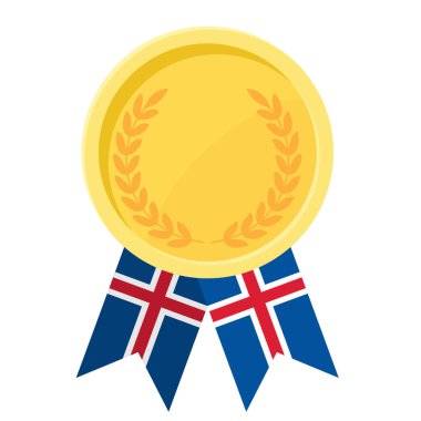 Spor için İzlanda bayraklı altın madalya illüstrasyonları