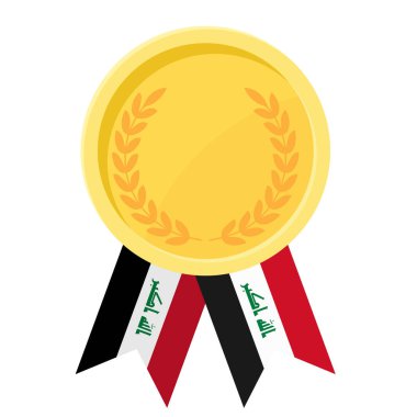Irak bayrak kurdeleleriyle altın madalya kazanmanın basit bir gösterimi.
