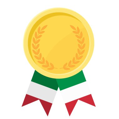 Spor için İtalya bayrak kurdeleleriyle altın ödülün basit bir illüstrasyonu