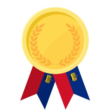 Spor için Lihtenştayn bayraklarıyla altın ödül madalyasının basit bir illüstrasyonu