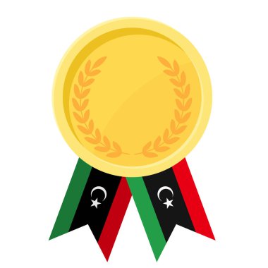 Libya bayrak kurdeleleriyle altın madalya kazanmanın basit bir gösterimi