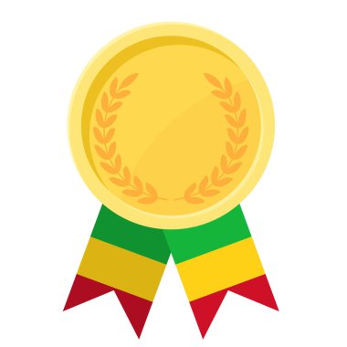 Spor için Mali bayrak kurdeleleriyle altın ödülün basit bir illüstrasyonu
