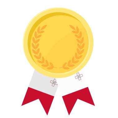 Spor için Malta bayrağı kurdeleleriyle altın ödülün basit bir illüstrasyonu