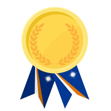 Marshall Adaları bayrak kurdeleleriyle altın madalya kazanmanın basit bir gösterimi.