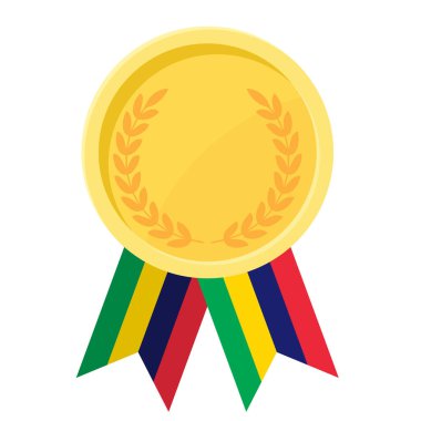 Mauritius bayrak kurdeleleriyle altın madalya kazanmanın basit bir gösterimi.