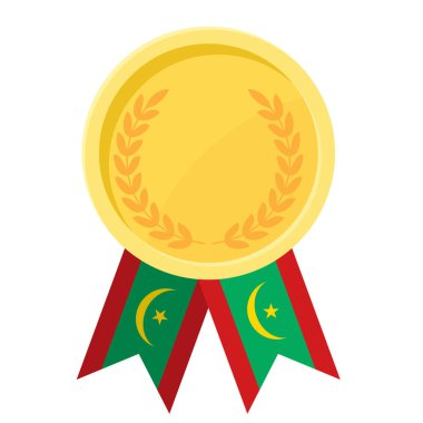 Moritanya bayrak kurdeleleriyle spor dalında altın ödülün basit bir illüstrasyonu