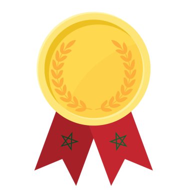 Spor için Fas bayrak kurdeleleriyle altın madalya kazanmanın basit bir gösterimi.