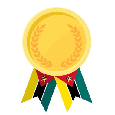 Mozambik bayrak kurdeleleriyle altın madalya kazanmanın basit bir gösterimi.