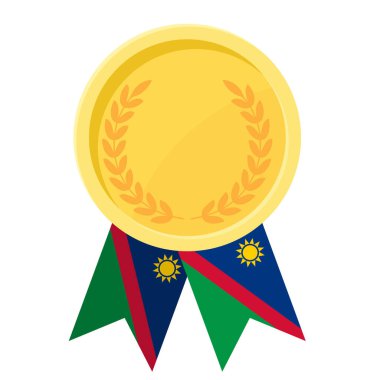 Namibya bayrak kurdeleleriyle altın madalya kazanmanın basit bir gösterimi.