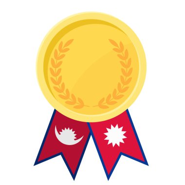 Spor için Nepal bayrak kurdeleleriyle altın ödülün basit bir illüstrasyonu
