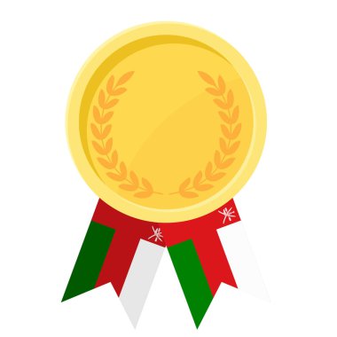 Umman bayrak kurdeleleriyle altın madalya kazanmanın basit bir gösterimi.