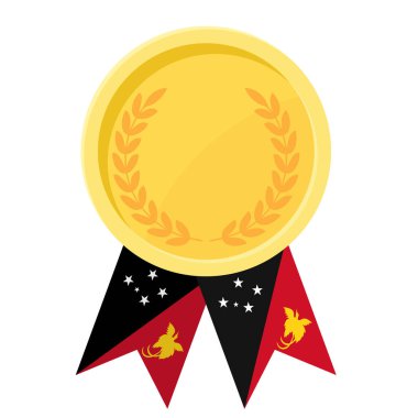 Papua Yeni Gine bayrak kurdeleleriyle altın madalya kazanmanın basit bir gösterimi.